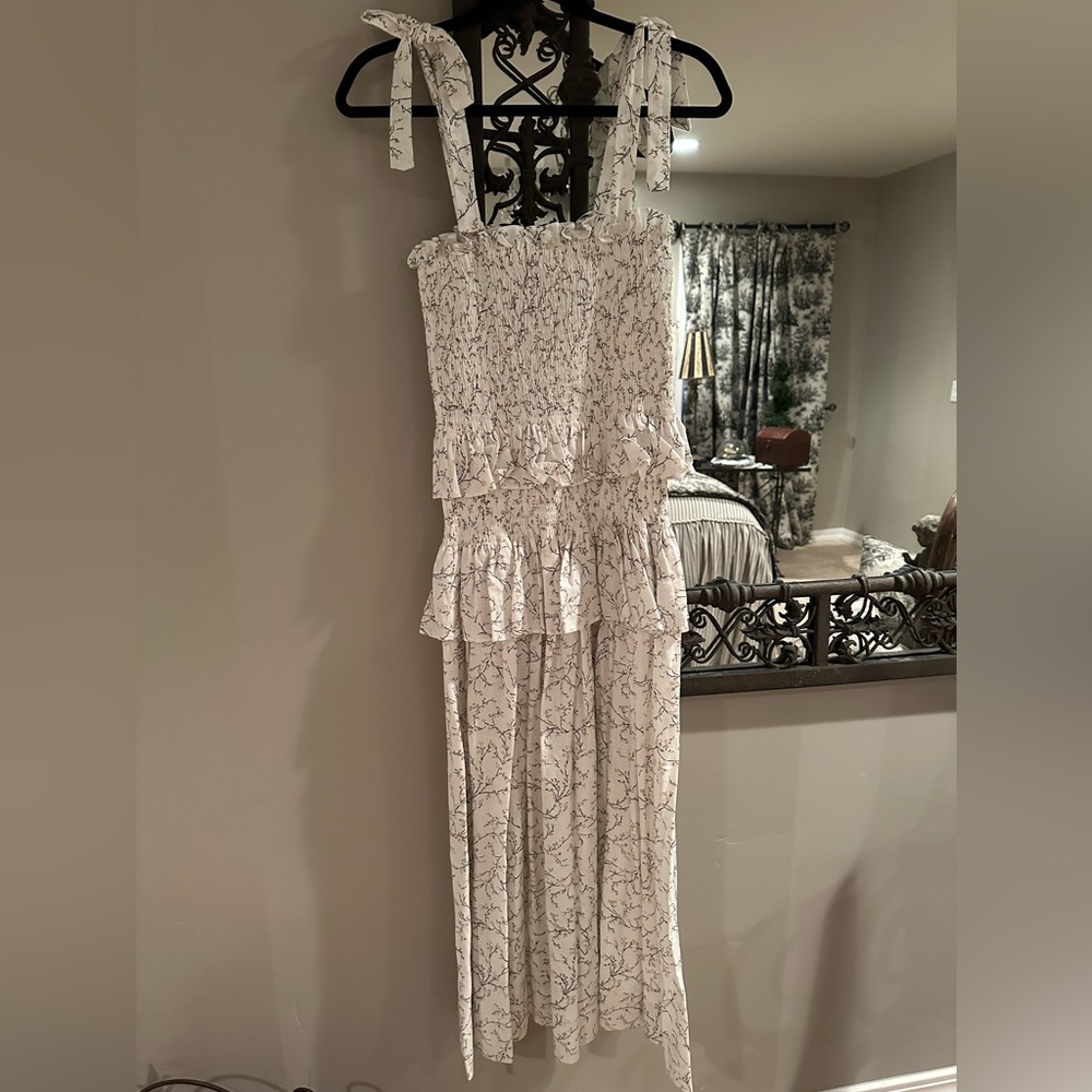 NWT House of Harlow 1960 Smocked Linen Dress XS
